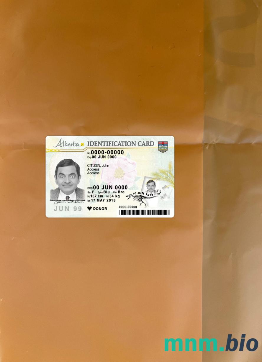 Kanada Alberta karta ID fotowygląd szablon PSD
